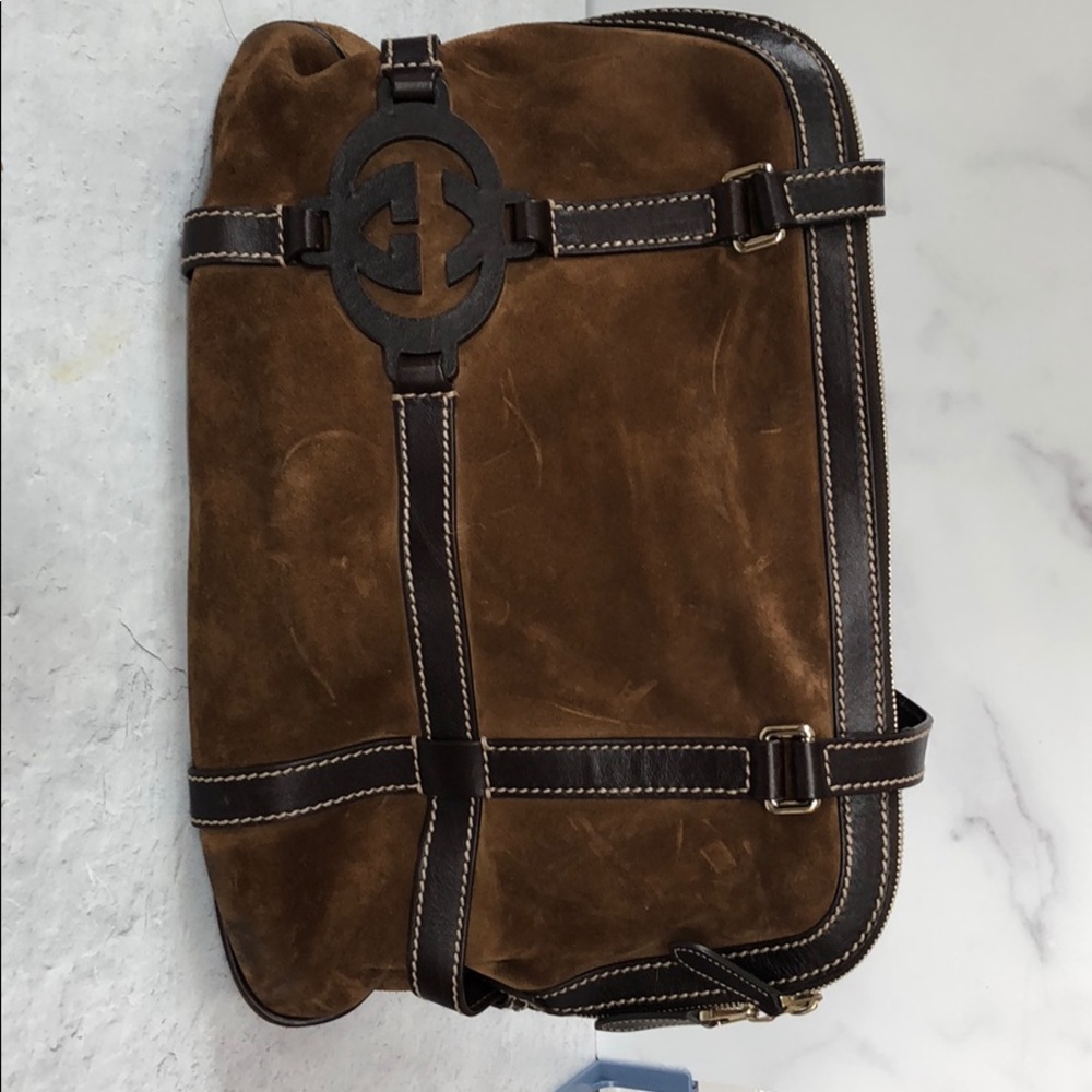 Gucci brown suede shoulder bag